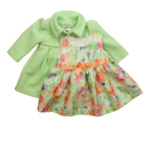 Bonnie Jean Girls Green | Orange Floral Special Occasion Dress size: 0-3 Months